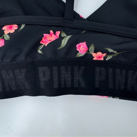Pink‎ Sport Floral Black and Pink Women's Bra - Picture 6 of 9